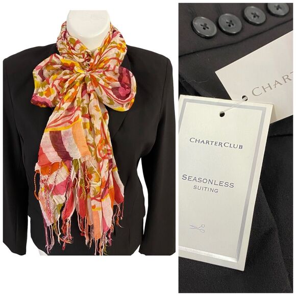 Charter Club Blazer Womens 16 Black Basic Capsule Minimalist Work Office Jacket - Picture 4 of 16